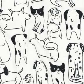 Flanela de algodão Cães | Poppy Fabrics – branco/preto, 