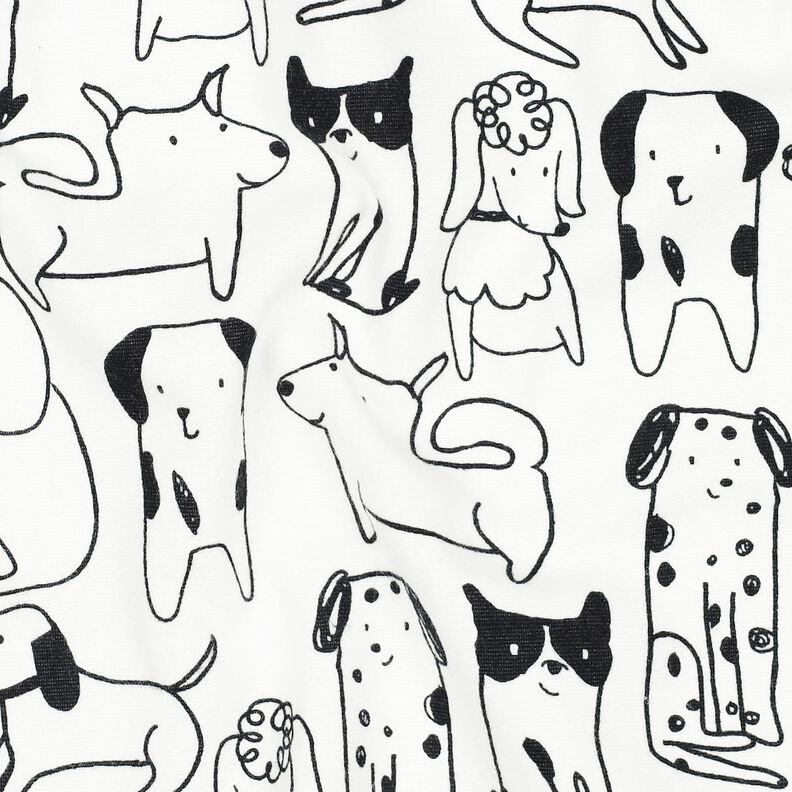 Flanela de algodão Cães | Poppy Fabrics – branco/preto,  image number 2