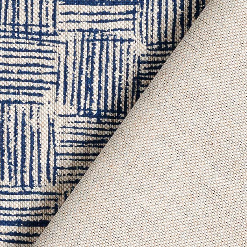 Tecido para decoração Meio linho Panamá Traços – azul-marinho,  image number 7