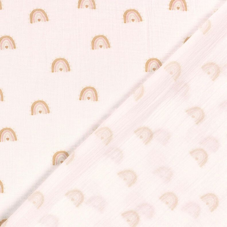 Musselina/ Tecido plissado duplo Aguarela Arco-íris Impressão Digital – marfim,  image number 4