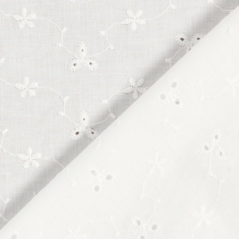 Tecido de algodão Bordado inglês Flores com gavinha – branco,  image number 4