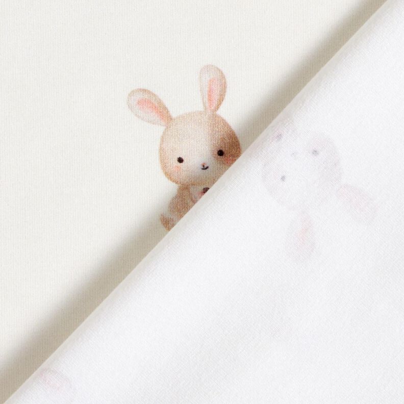 GOTS Jersey de algodão Coelho e flor Impressão Digital – marfim,  image number 4