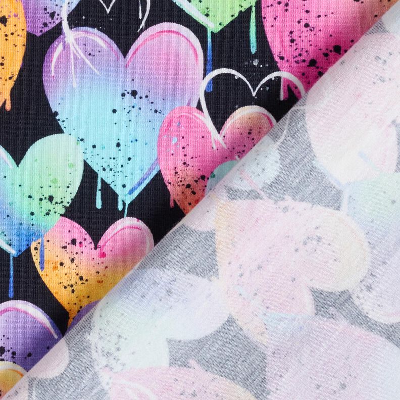 Jersey de algodão Corações coloridos | Glitzerpüppi – preto,  image number 4