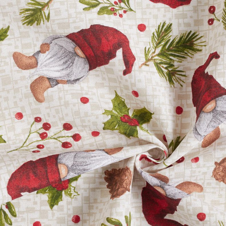 Tecido para decoração Lona Duende com gorro – bege claro/vermelho escuro,  image number 3