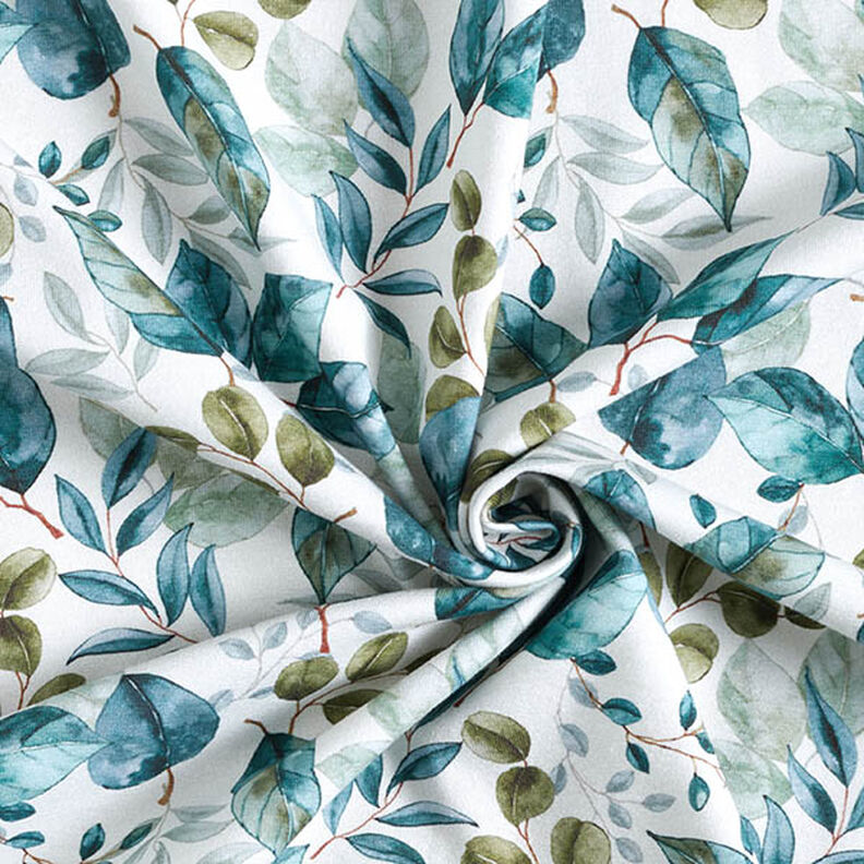 Jersey de algodão Folhas de eucalipto Impressão Digital – branco sujo,  image number 3