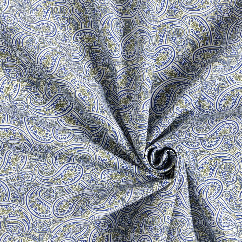 Tecido para camisas Paisley sobreposto &ndash; &iacute;ndigo/oliva,  image number 3