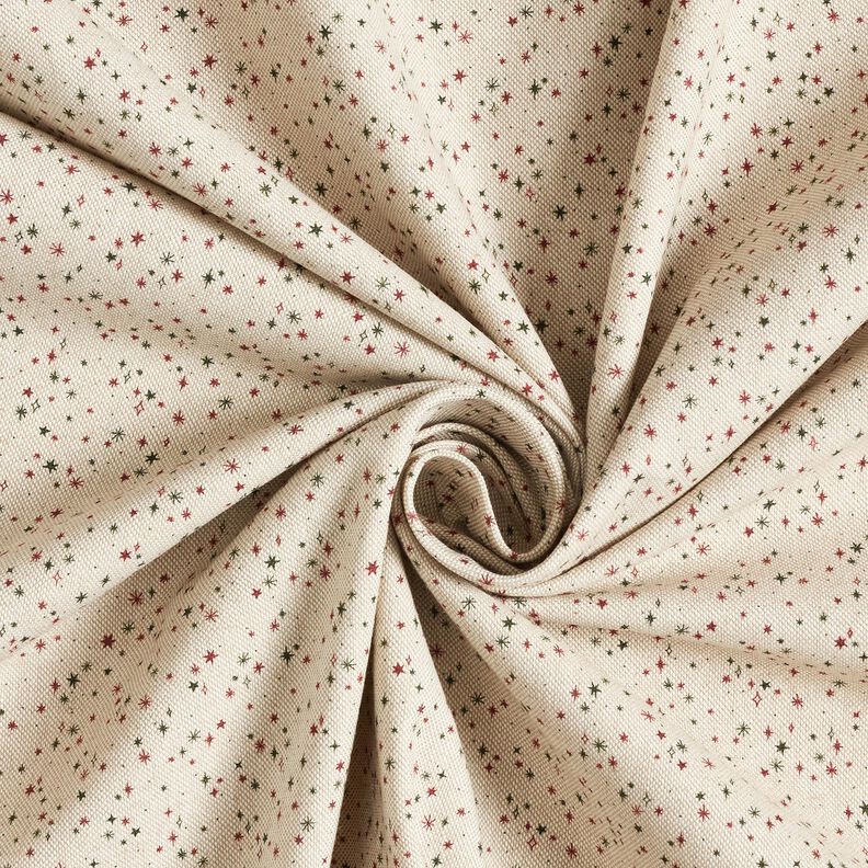 Tecido para decoração Meio linho Panamá Estrelas festivas – natural/carmin,  image number 3
