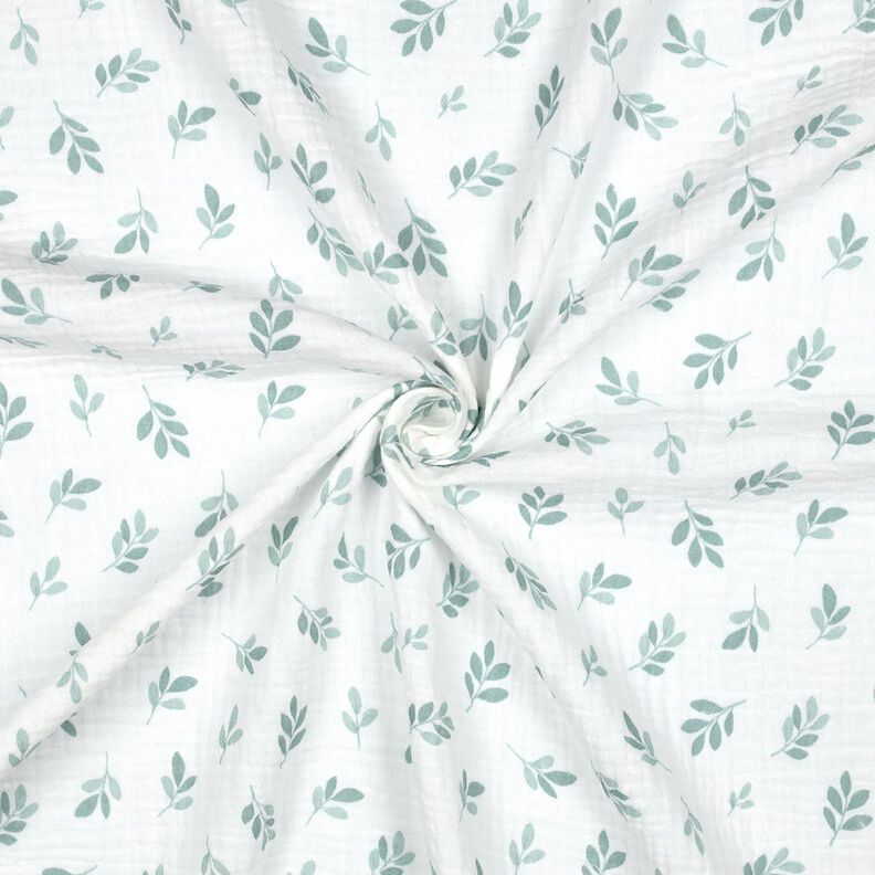 Musselina/ Tecido plissado duplo Ramos | Poppy Fabrics – branco/verde amarelado,  image number 3