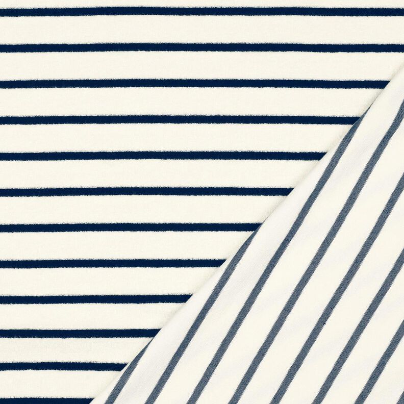 Tecido turco Jersey riscas – marfim/azul-noite,  image number 4