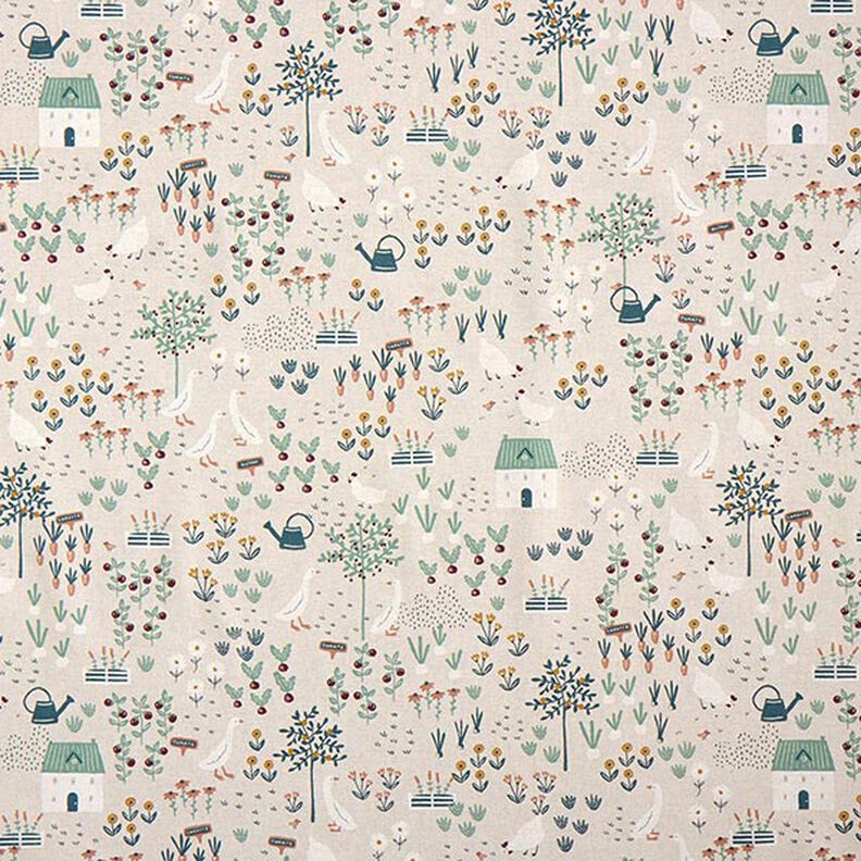 Tecido para decoração Meio linho Panamá Quinta – natural/verde,  image number 1