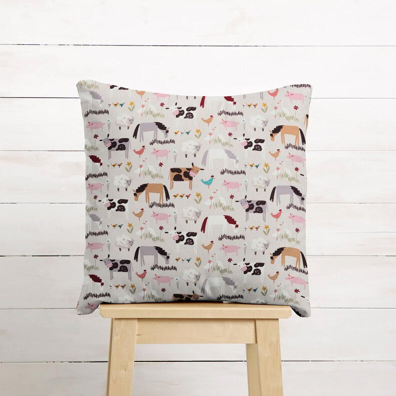 Tecido de algodão Cretone Animais da quinta – amêndoa,  image number 7