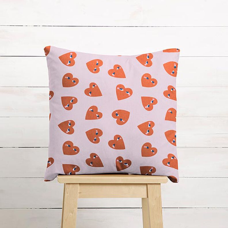 Tecido de algod&atilde;o Cretone Cora&ccedil;&otilde;es grandes &ndash; ros&eacute;/vermelho,  image number 6