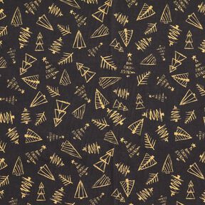 Tecido de algodão Cretone Pinheiros elegantes – preto/dourado, 
