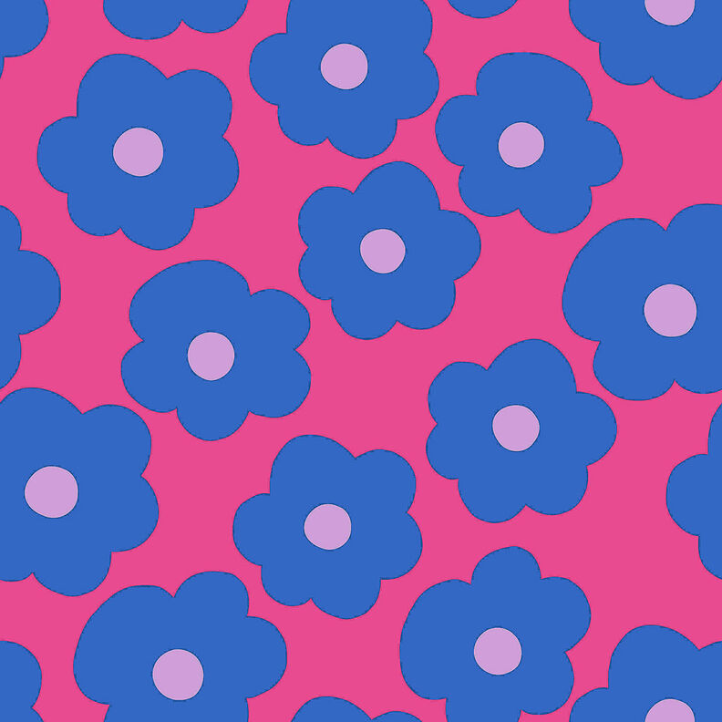 Popelina de algodão Big Flower | Nerida Hansen – rosa intenso/azul ganga,  image number 1