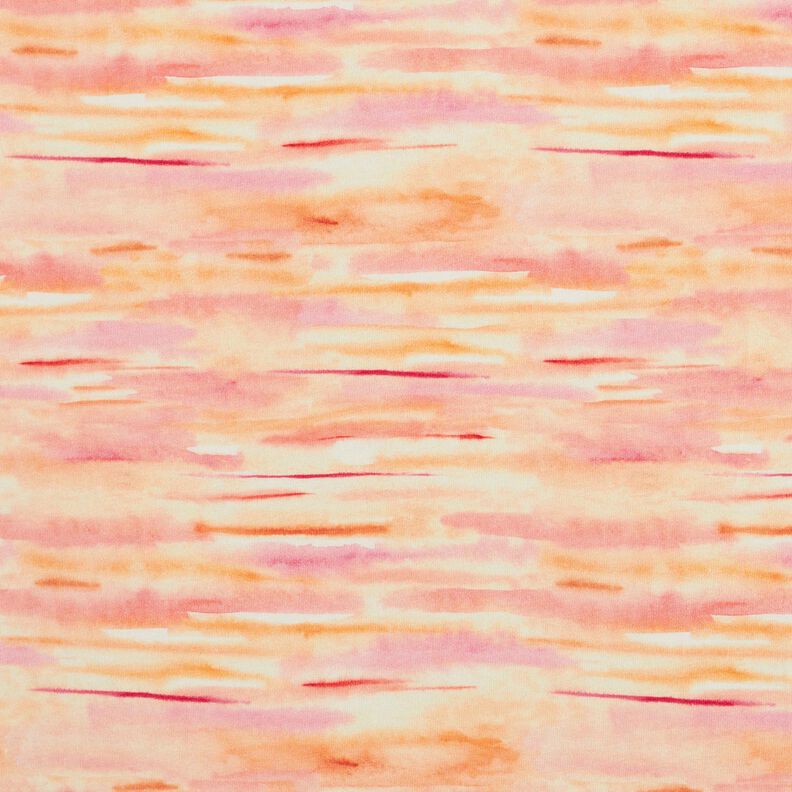 Jersey de algodão Riscas esbatidas em aguarela Impressão Digital – laranja-pêssego/pink,  image number 1