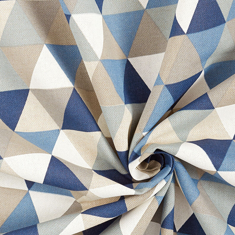 Tecido para decoração Meio linho Panamá Triângulos – azul,  image number 3
