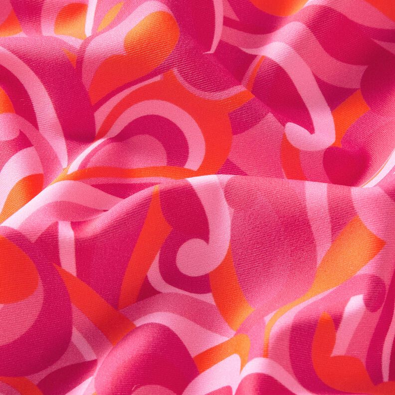 Tecido para fatos de banho Laços abstratos – rosa intenso/laranja,  image number 2