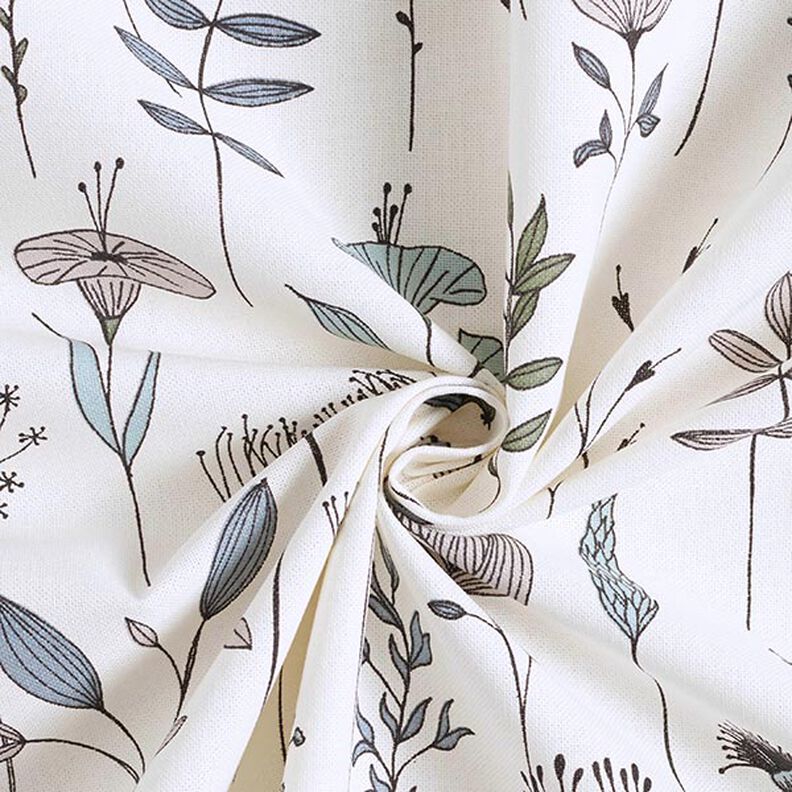 Tecido para decoração Meio linho Panamá Flor desenhada – branco sujo/preto,  image number 3