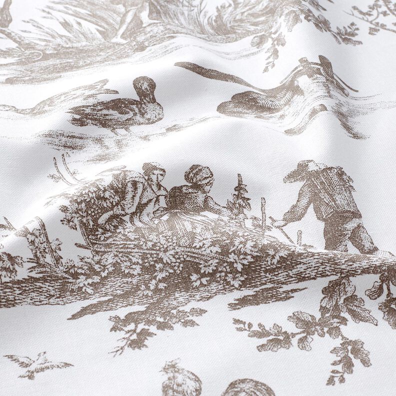 Tecido para decoração Meio linho Panamá Dançarinos felizes 280 cm – taupe/branco,  image number 2