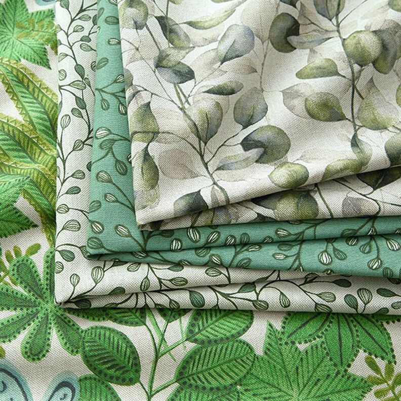 Tecido para decoração Meio linho Panamá Folhas de choupo – natural/oliva escura,  image number 5