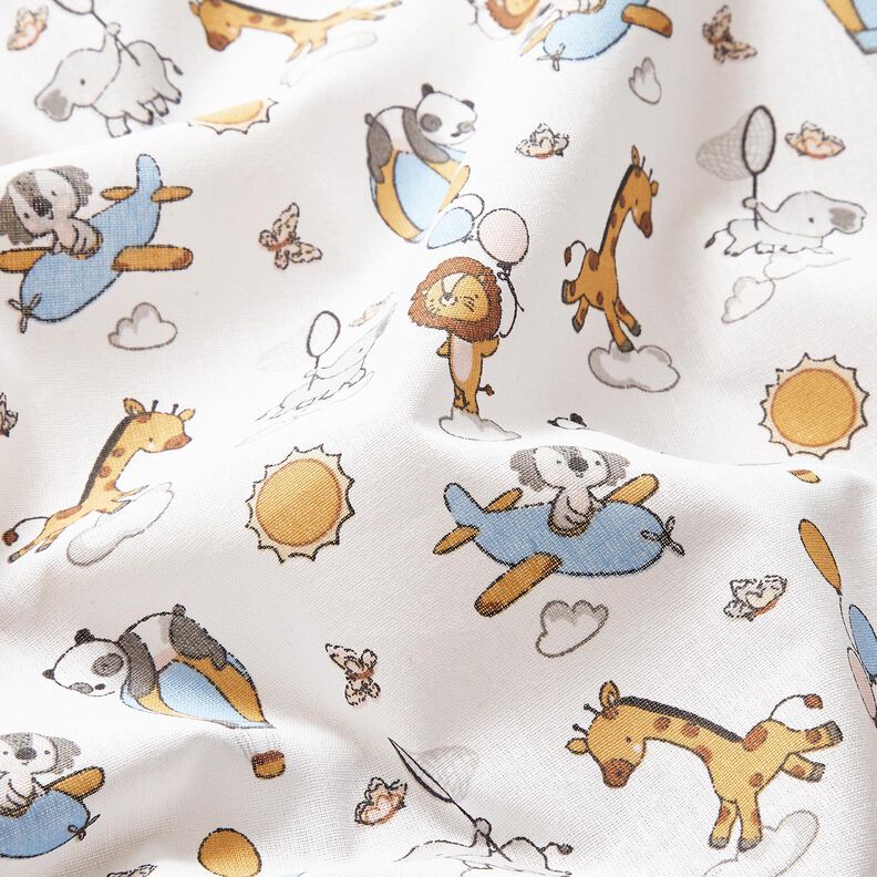 Popelina de algodão Animais bebés nas nuvens – branco,  image number 2