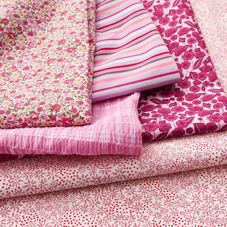 Jersey de algodão Riscas horizontais – lilás/pink,  image number 5