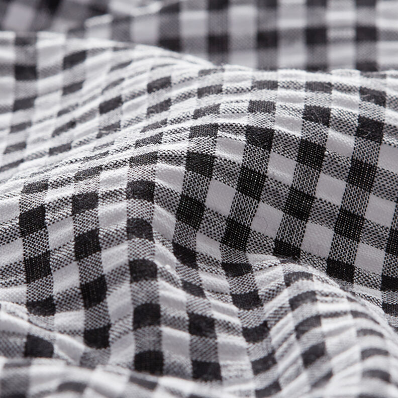 Anarruga Mistura de algodão Xadrez Vichy – preto,  image number 2