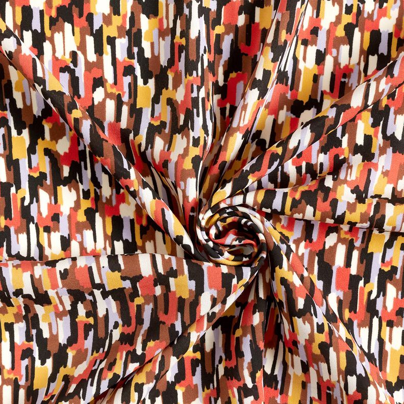 Tecido crepe Pinceladas &ndash; preto/terracota,  image number 3