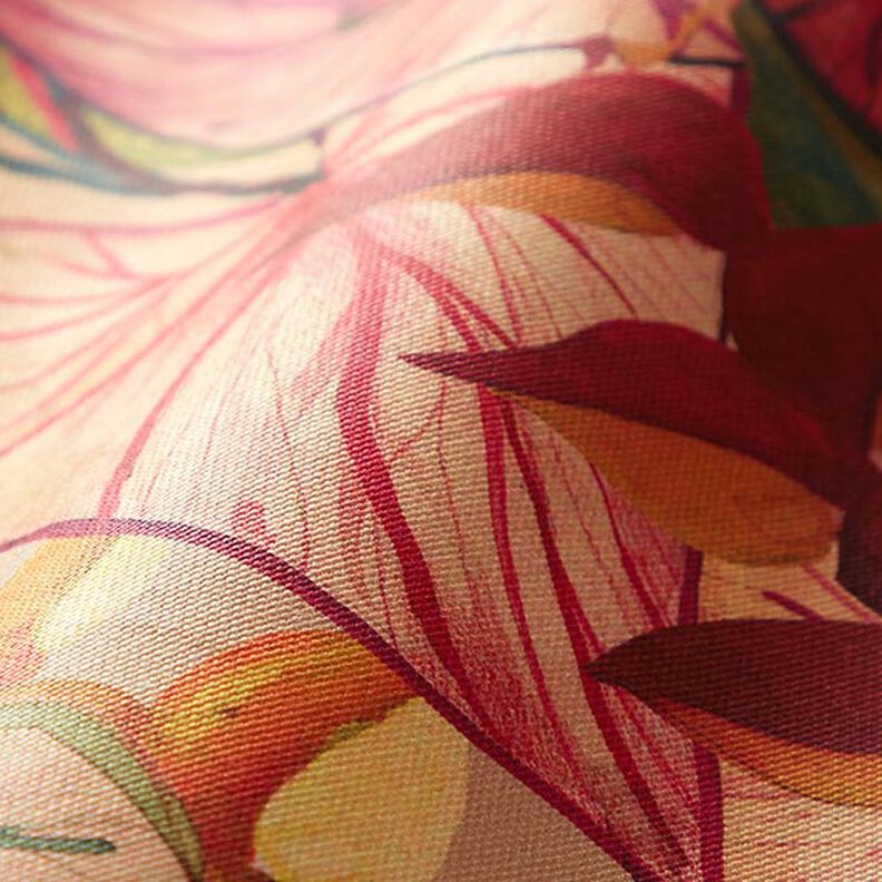 Tecido para exteriores Lona Folhas exóticas – carmin/roxo,  image number 2