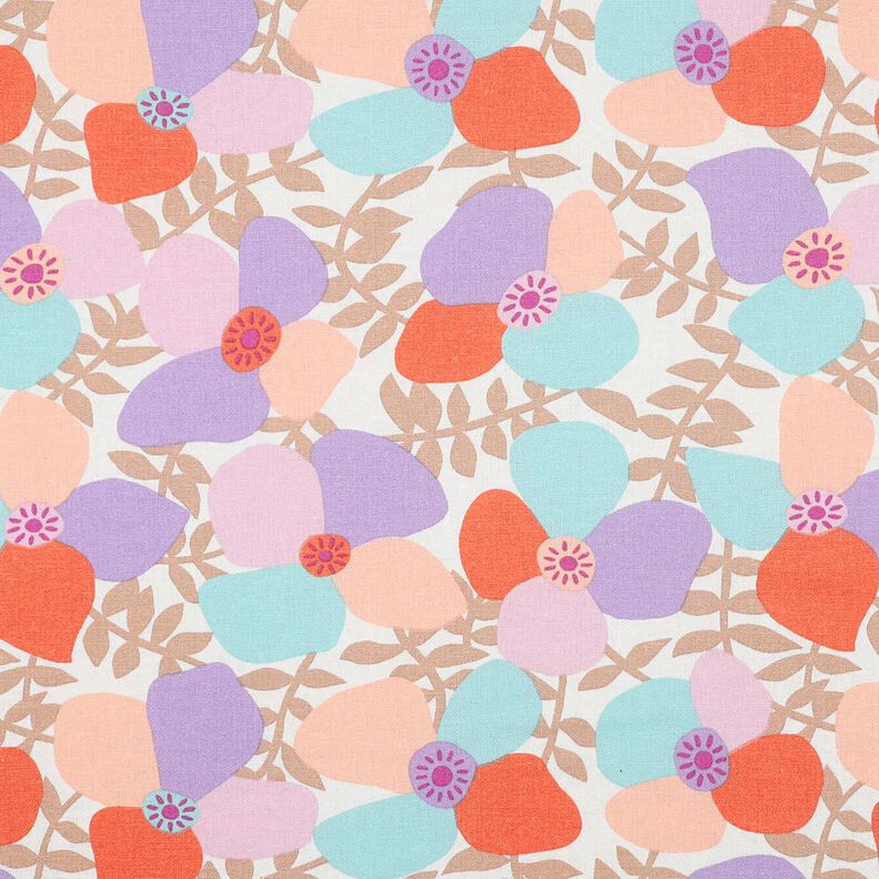 Mix de linho e viscose Lema Poppies | Nerida Hansen – branco sujo/eucalipto,  image number 1