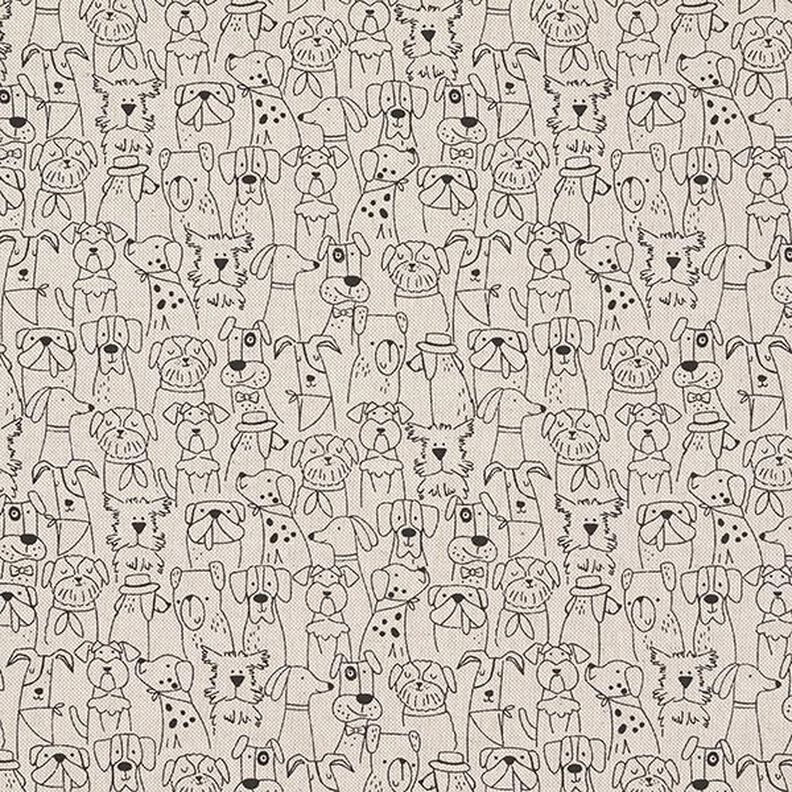 Tecido para decoração Meio linho Panamá Cães de banda desenhada – preto/natural,  image number 1