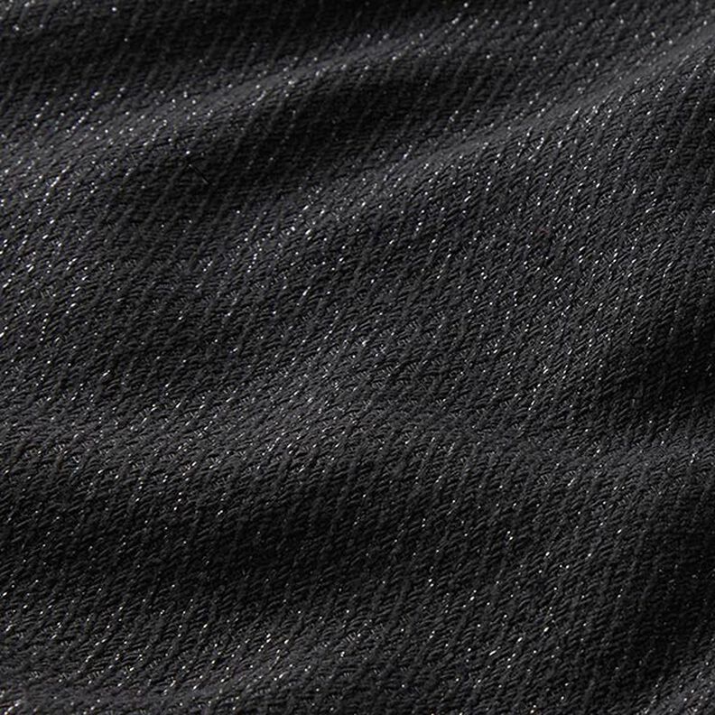 Tecido para fatos senhora Brilho Textura diagonal – preto,  image number 2