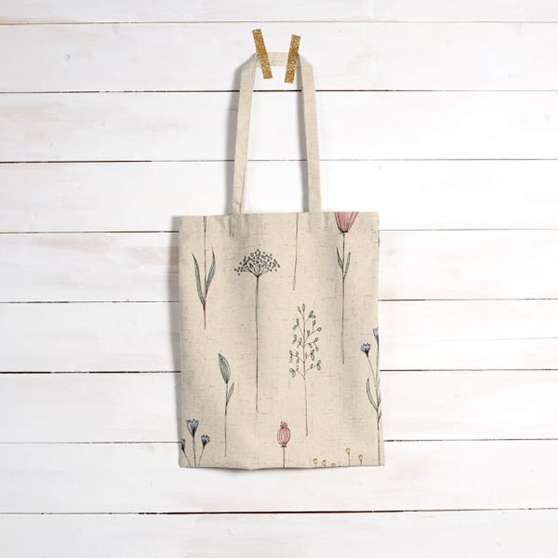 Tecido para decora&ccedil;&atilde;o Meio linho Panam&aacute; flores secas &ndash; natural/rosa,  image number 8