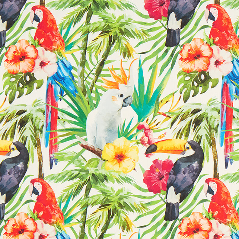 Tecido para exteriores Lona Pássaro tropical – branco/verde,  image number 1