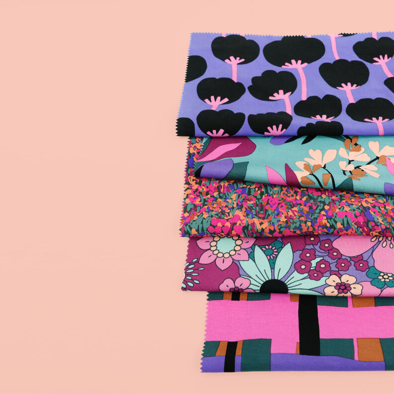 Tecido de viscose stretch Line Layers | Nerida Hansen – verde escuro/roxo,  image number 6