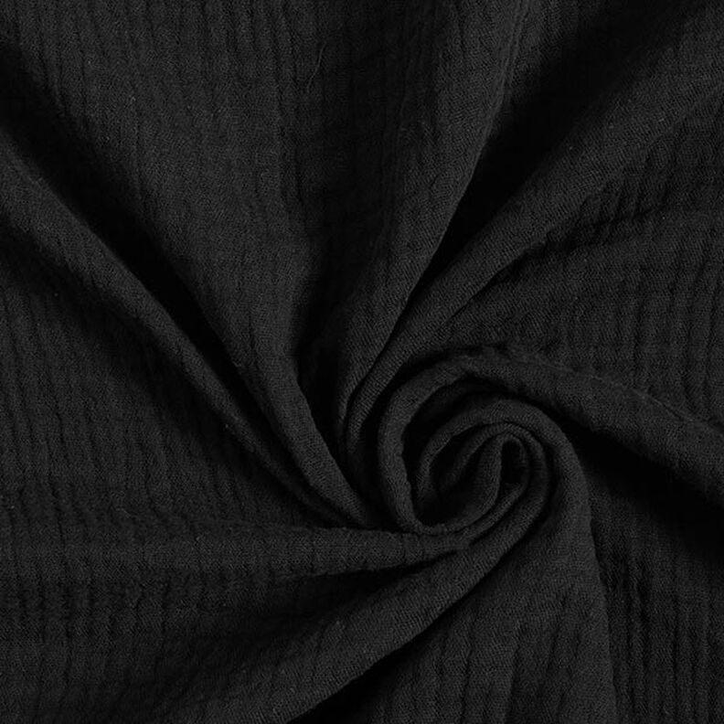 GOTS Musselina de algodão de três camadas – preto,  image number 1