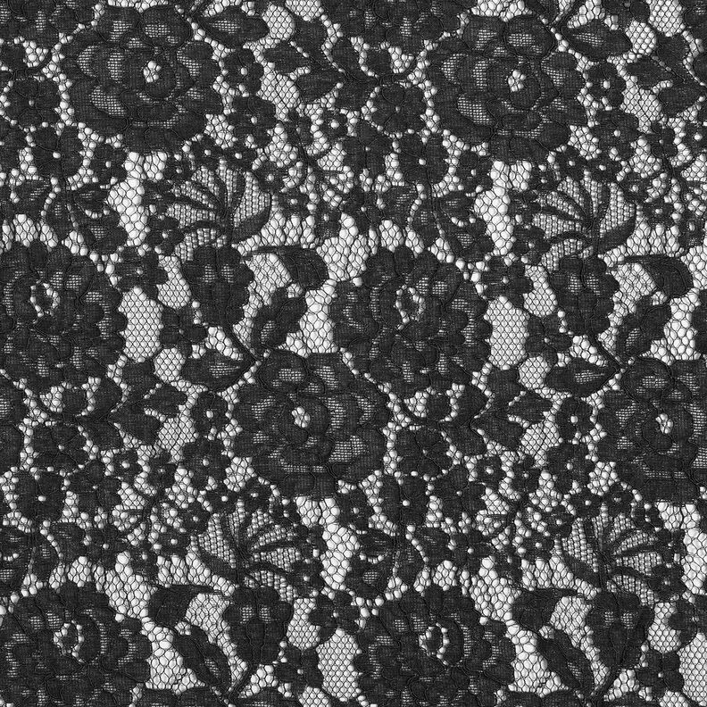 Tecido fino de renda Motivo floral – preto,  image number 1