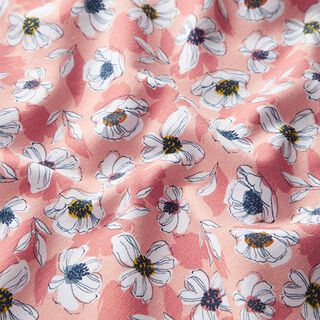 Jersey de algodão Flores desenhadas – rosa embaçado, 