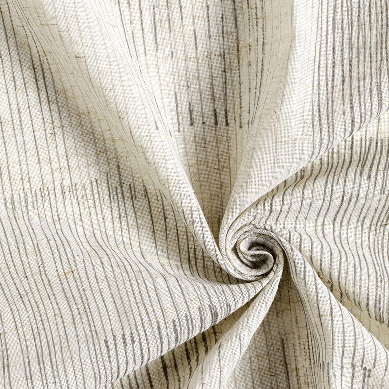 Tecido para cortinados Mix de linho Riscas irregulares  – cinzento/natural,  image number 3