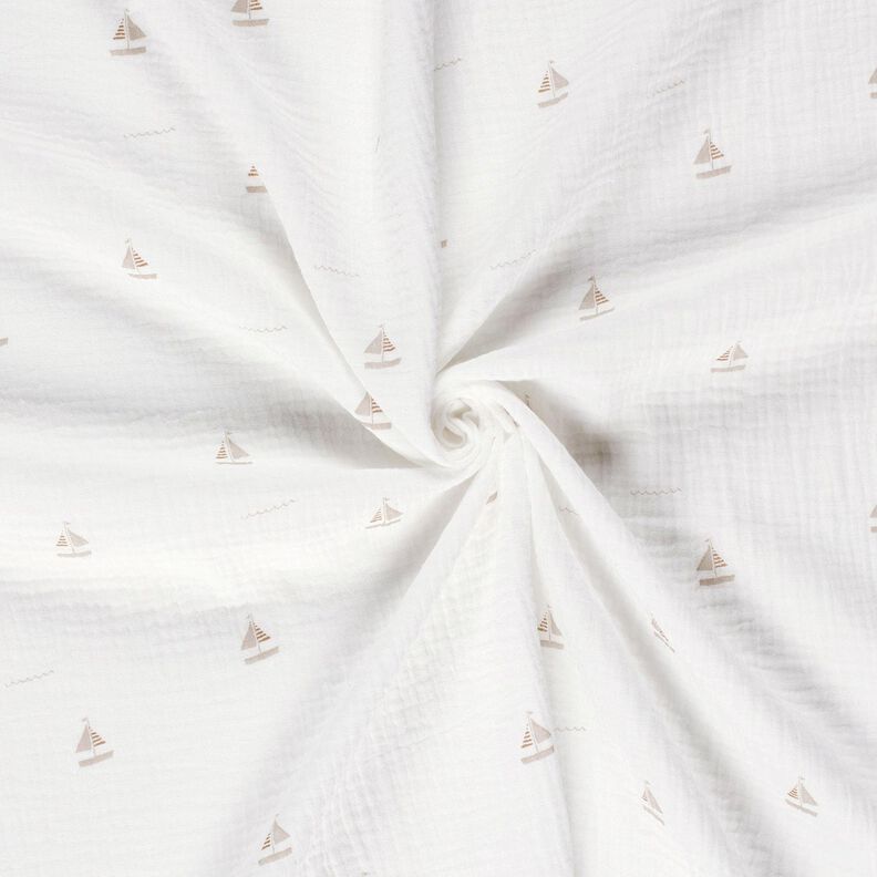 Musselina/ Tecido plissado duplo Barcos &agrave; vela &ndash; branco sujo/natural,  image number 3