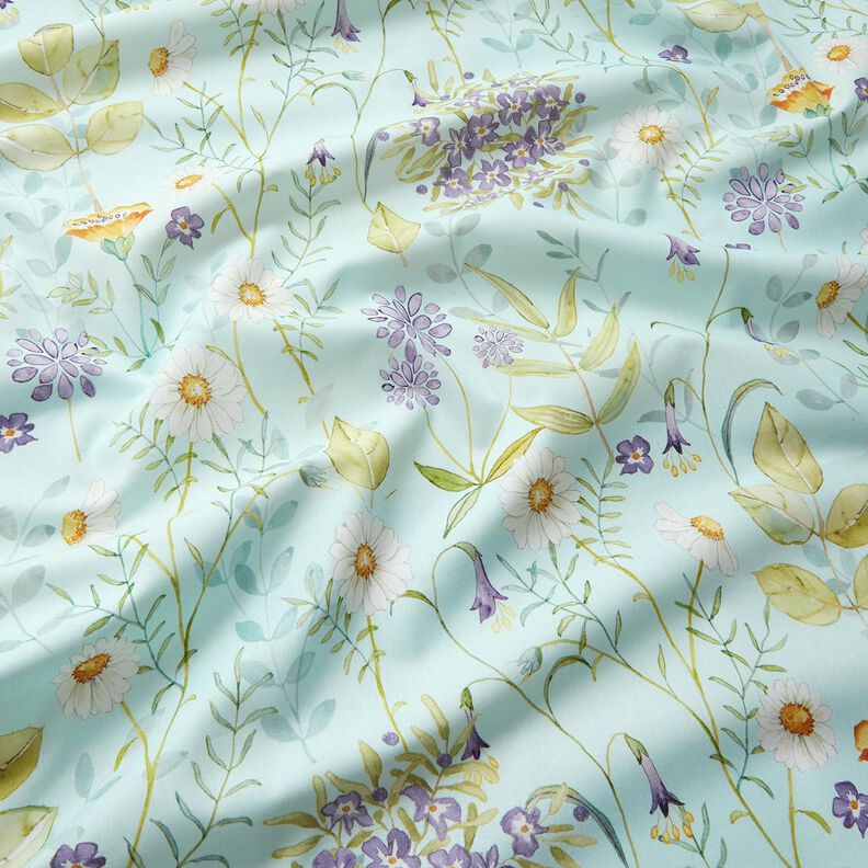 Tecido de algodão Popelina Flores silvestres – menta clara/lavanda,  image number 2