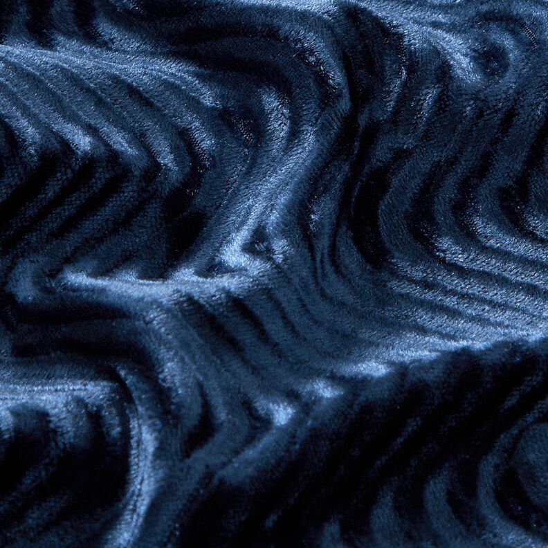 Veludo Stretch Ondas em relevo – azul-marinho,  image number 2