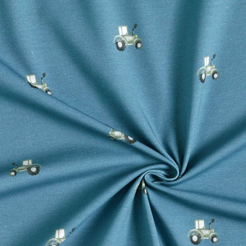 GOTS Jersey de algodão Trator Impressão Digital – azul ganga,  image number 3