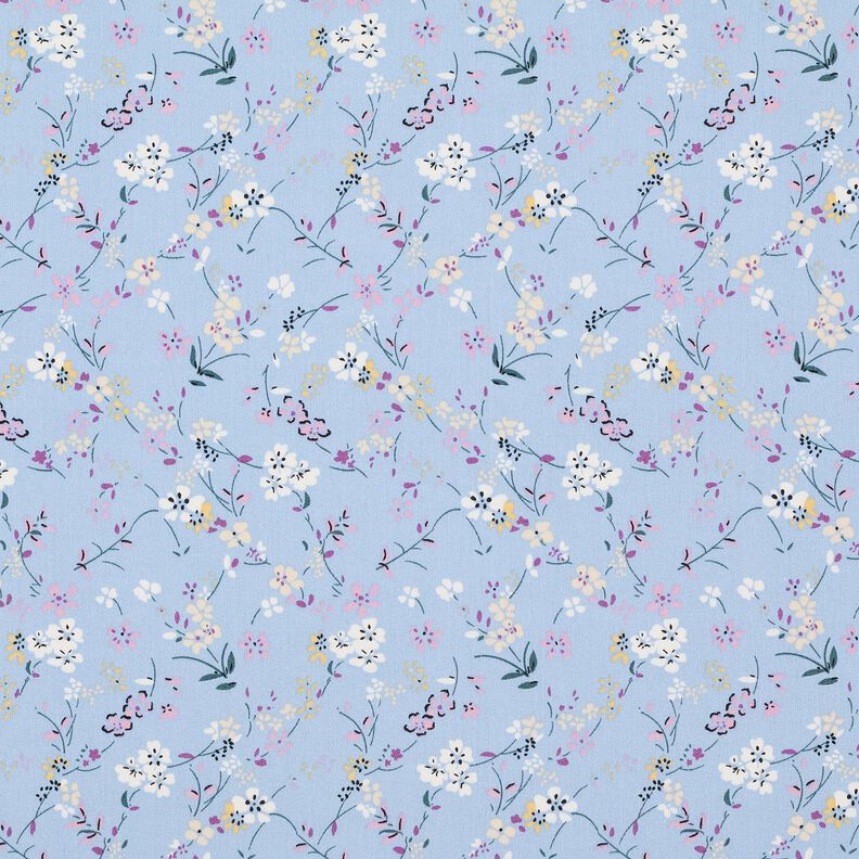 Popelina de algodão Flores delicadas – azul claro/bege,  image number 1