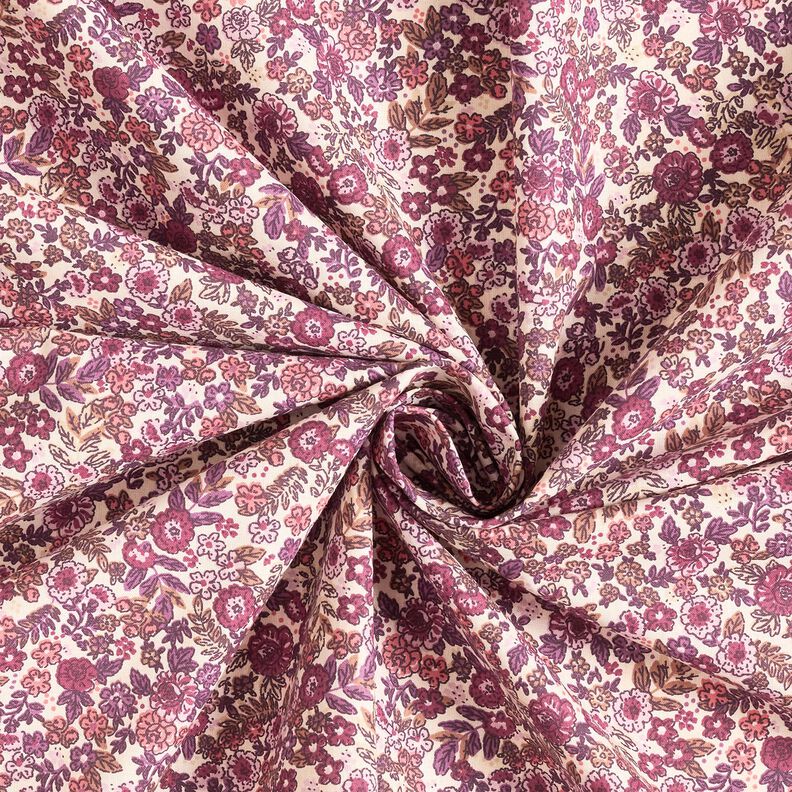 Tecido de algodão Cretone Flores espalhadas – creme/uva,  image number 3