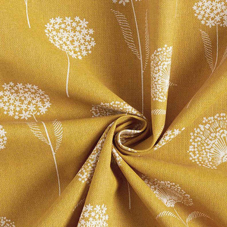 Tecido para decoração Meio linho Panamá Dente-de-leão – natural/amarelo-caril,  image number 4