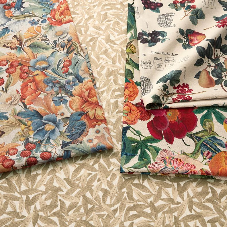 Tecido para decoração Meio linho Panamá Tipos de frutas – natural/verde escuro,  image number 5