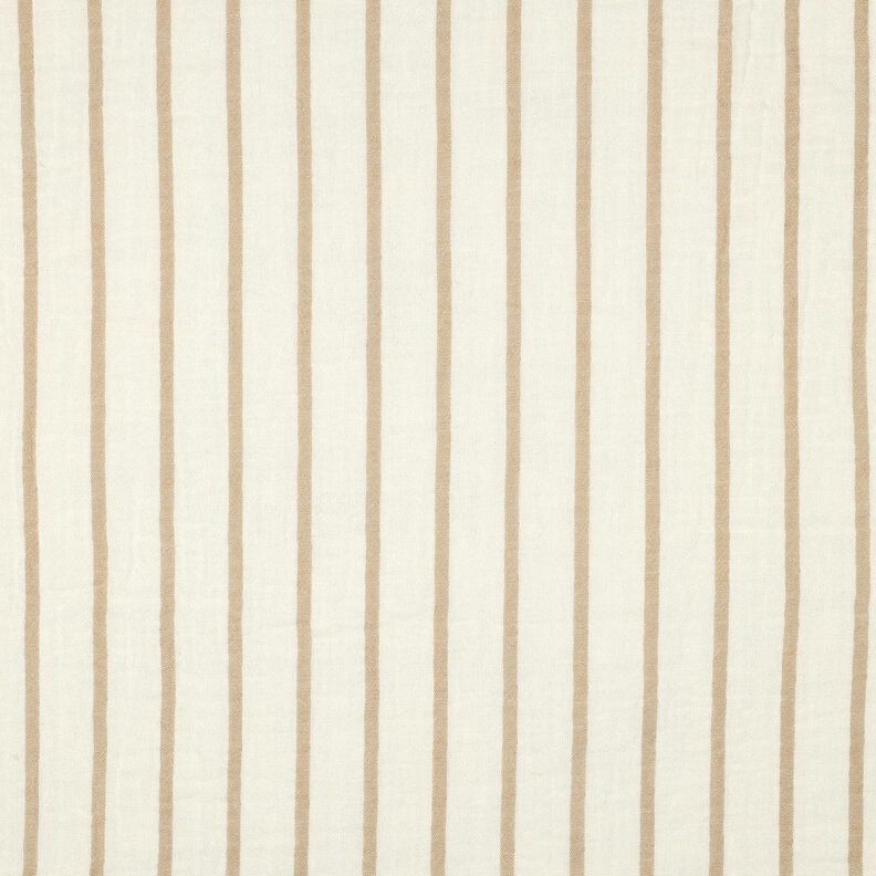 Musselina/ Tecido plissado duplo Riscas de fios tingidos  | Poppy Fabrics – amêndoa/branco sujo,  image number 1