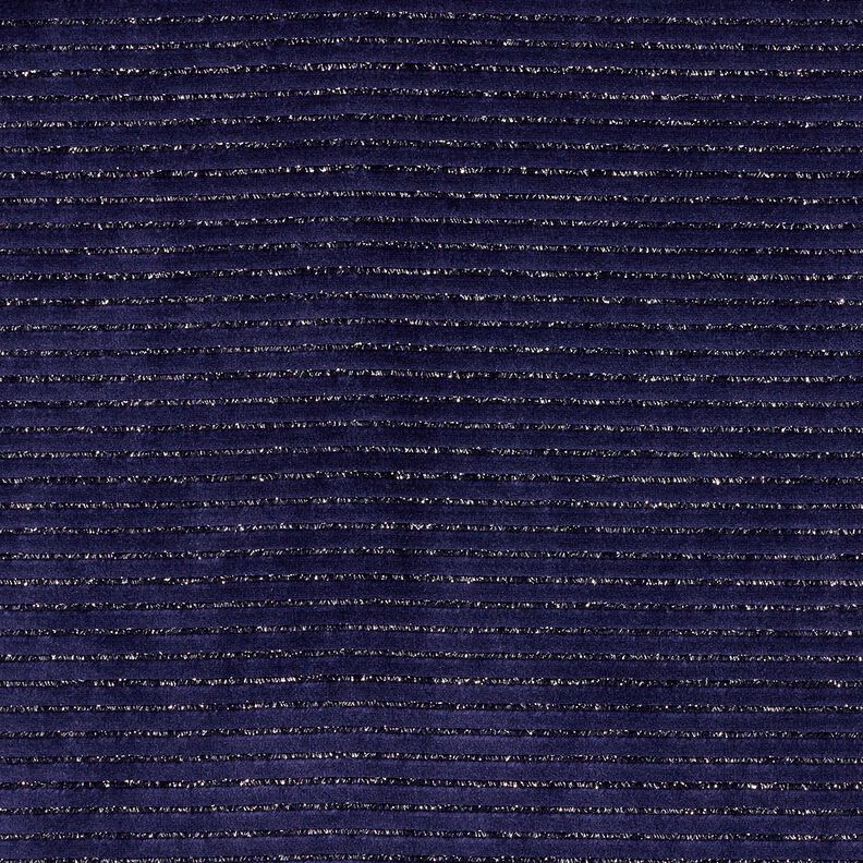 Tecido aveludado Nicki Riscas brilho – azul-marinho/prata metálica,  image number 1