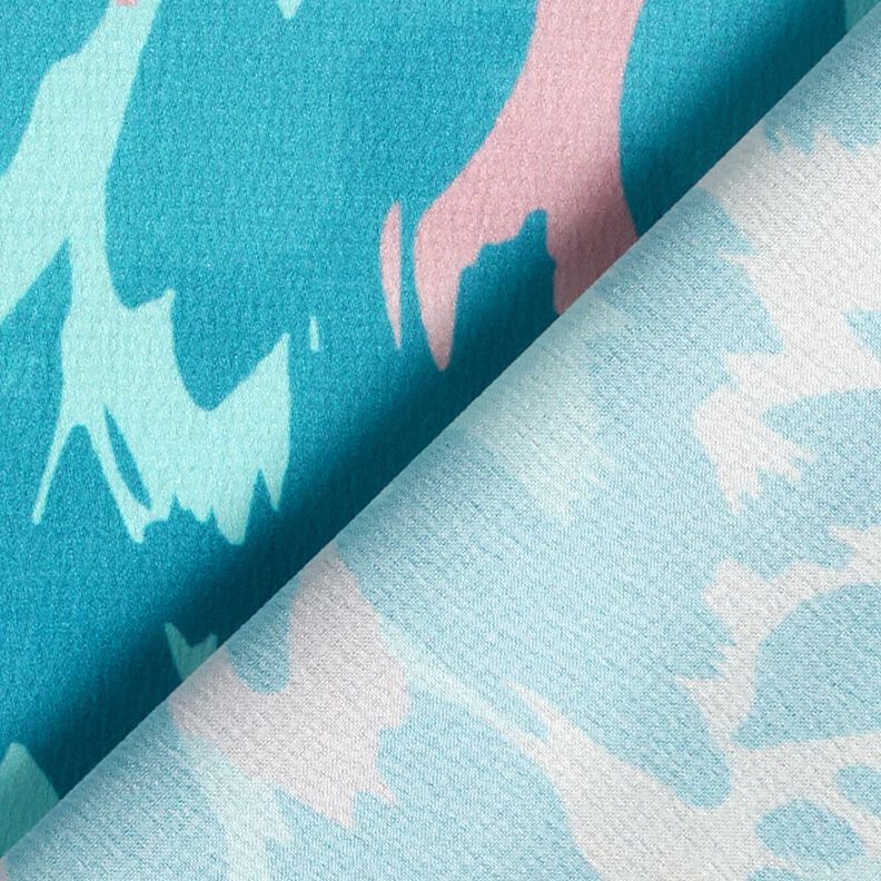 Pétalas abstratas em crepe acetinado – turquesa/creme,  image number 4